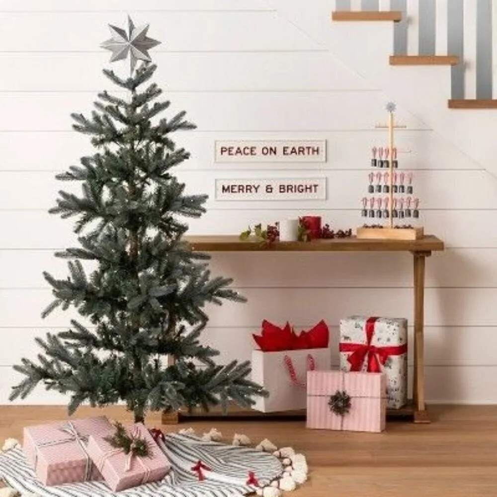 Ticking Stripe Christmas Tree Skirt w/ Tassels Green - Hearth & Hand Magnolia‎